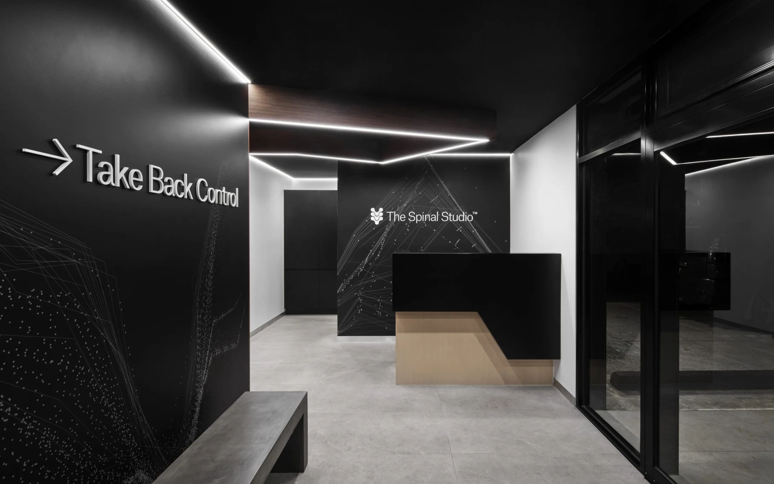 The front desk at The Spinal Studio